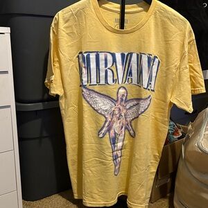 🧨 2/$15 -NIRVANA Yellow Tee with Angel Graphic